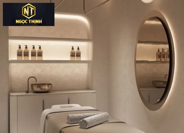 GIƯỜNG GỖ SPA CHÂN TRỤ PHONG CÁCH ĐỘC ĐÁO - GGS04